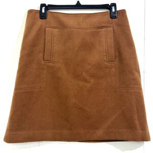 Women’s Ann Taylor LOFT Caramel Brown Wool Front Pockets Mini Skirt Size 10.